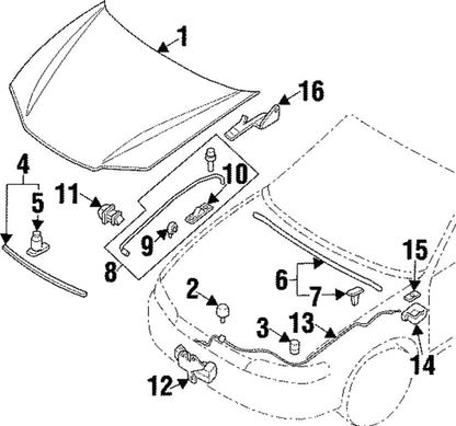 GENUINE OEM Hood Rear Weather Strip 1997-2002 Mitsubishi Mirage MR280225
