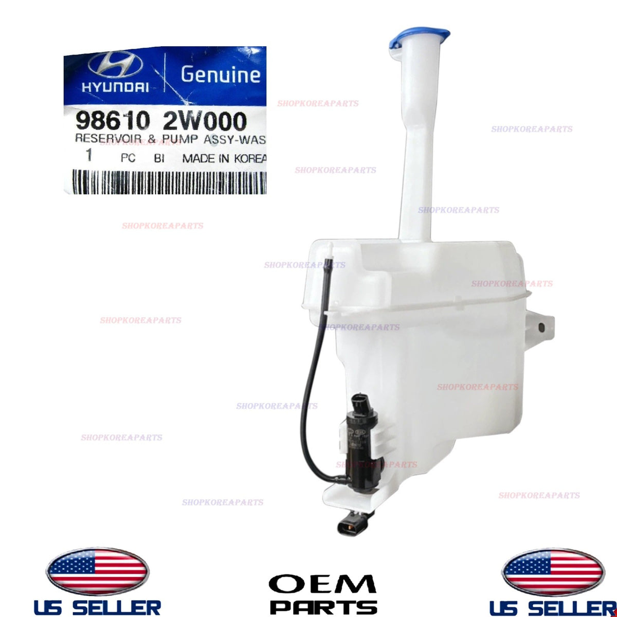GENUINE Windshield Water Reservoir Water Tank & Pump 2013-2016 Hyundai Santa Fe