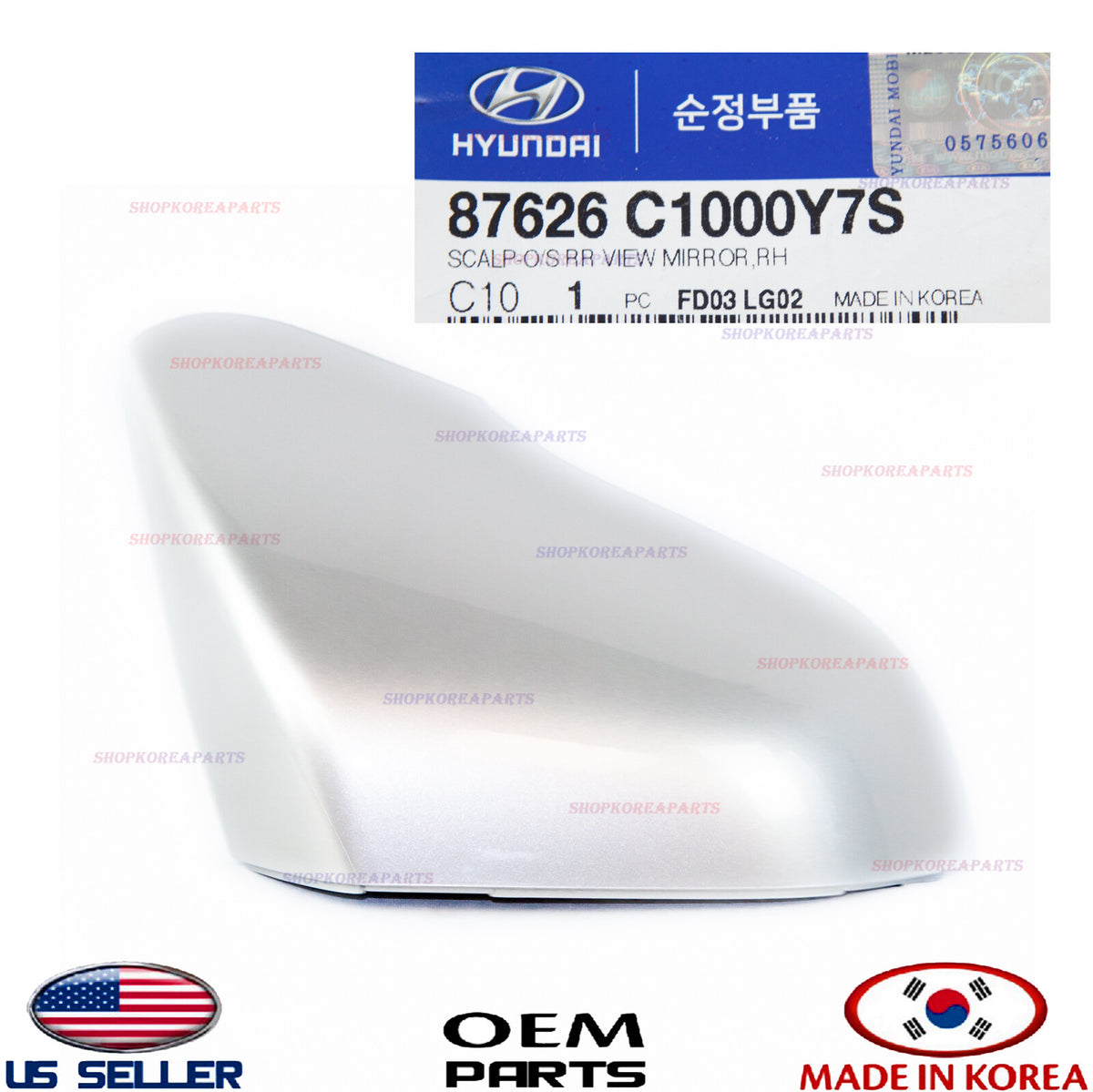GENUINE SILVER Cover RIGHT Passenger Side Mirror OEM⭐ SONATA HYBRID 2016-2019