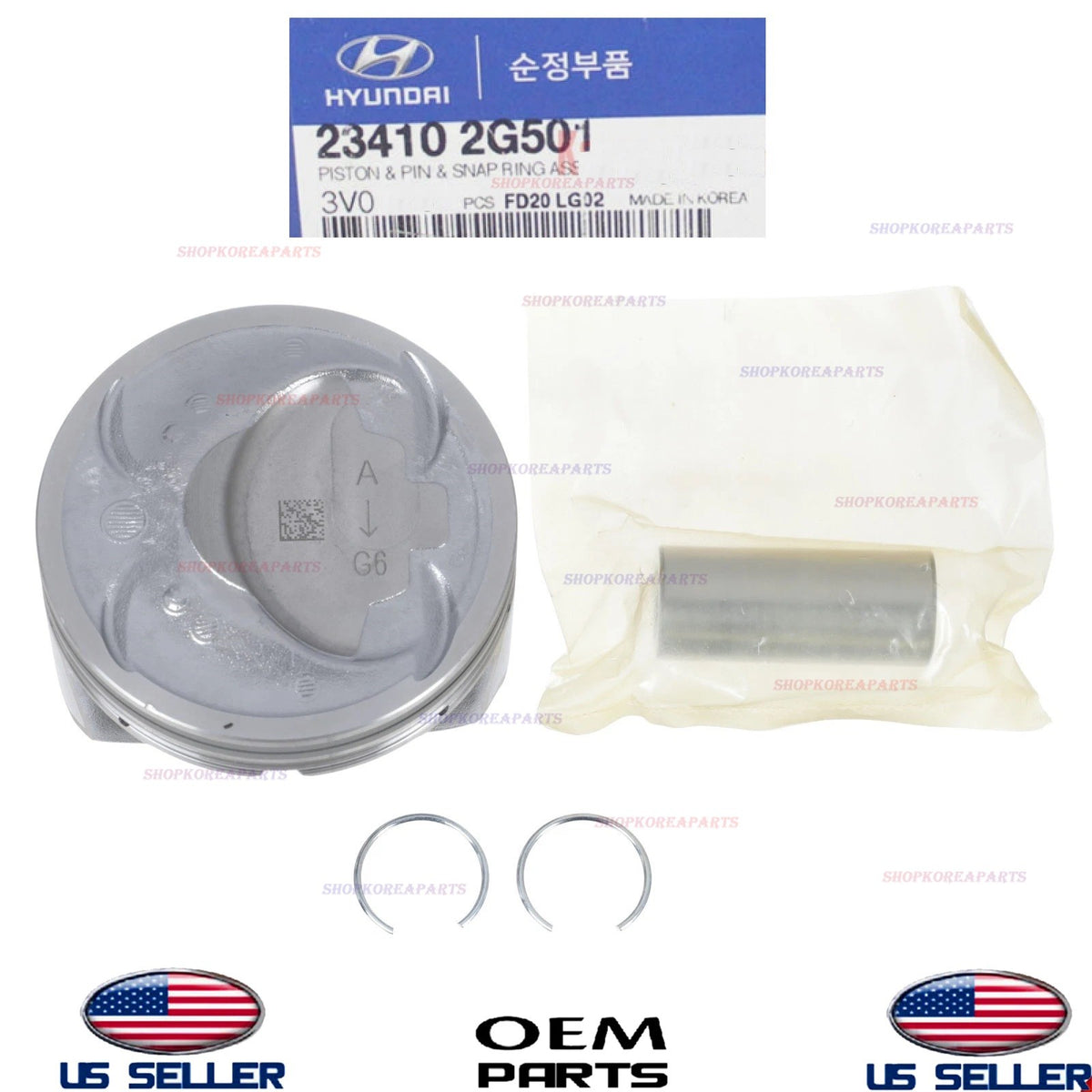 1pcs GENUINE ENGINE PISTON & PIN 2013-2020 HYUNDAI KIA 2.4L 23410-2G501