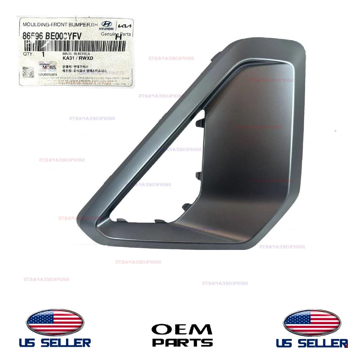 GENUINE Front Bumper Molding RIGHT Passenger Side 2024-2026 Kona Se Sel Limited