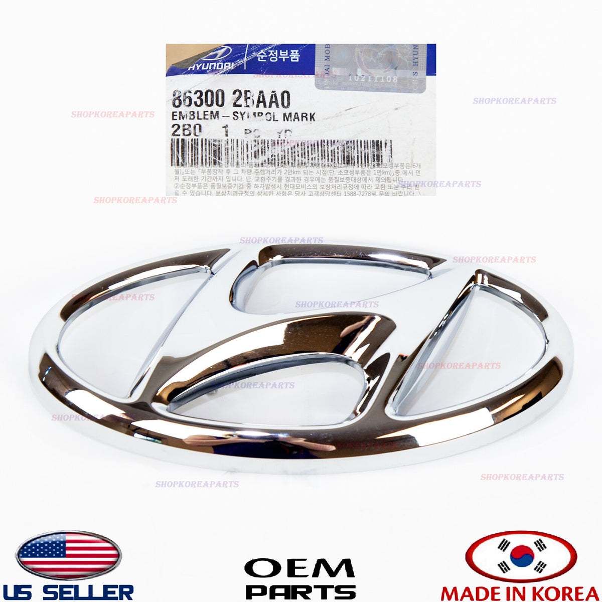EMBLEM FRONT GRILLE LOGO (H) GENUINE! FOR HYUNDAI SANTA FE 2012 863002BAA0