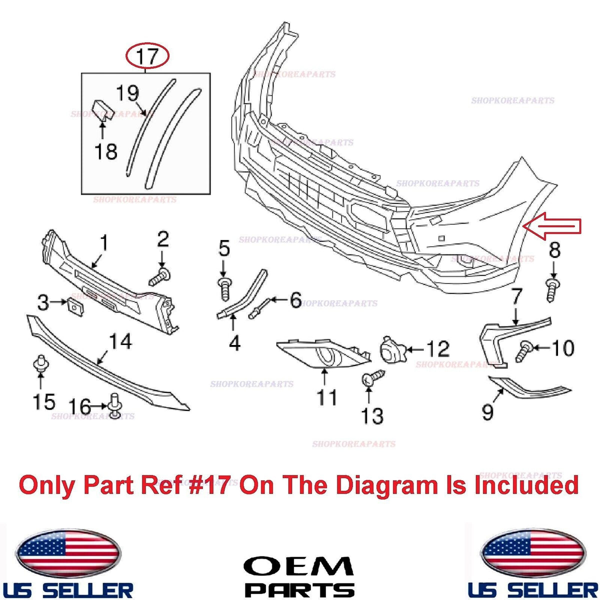GENUINE Front Bumper Fender Molding RIGHT Passenger Side OEM Outlander 2014-2020
