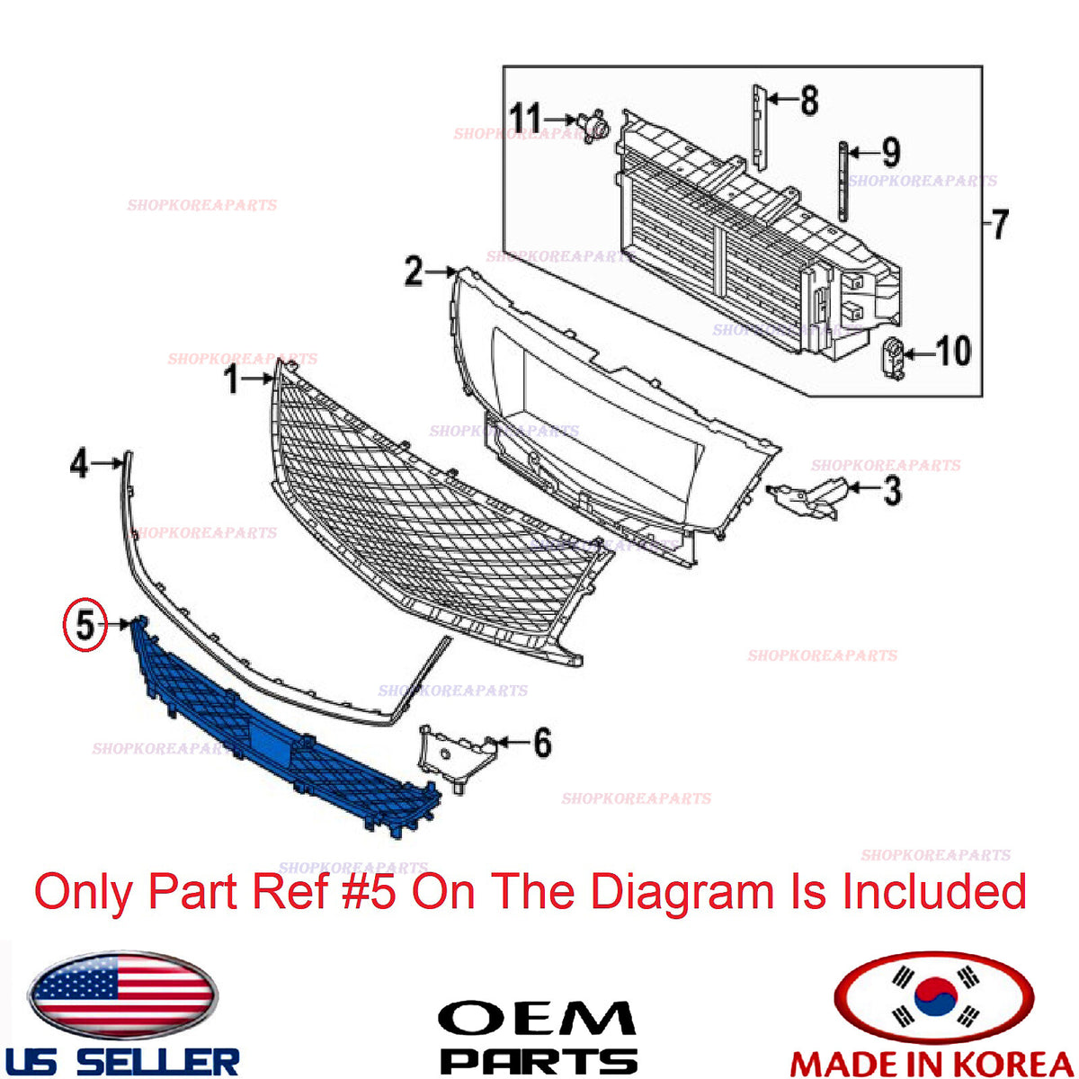 GENUINE Front Bumper Center Lower Grille ⭐OEM⭐ GENESIS GV80 2021-2024 86531T6010