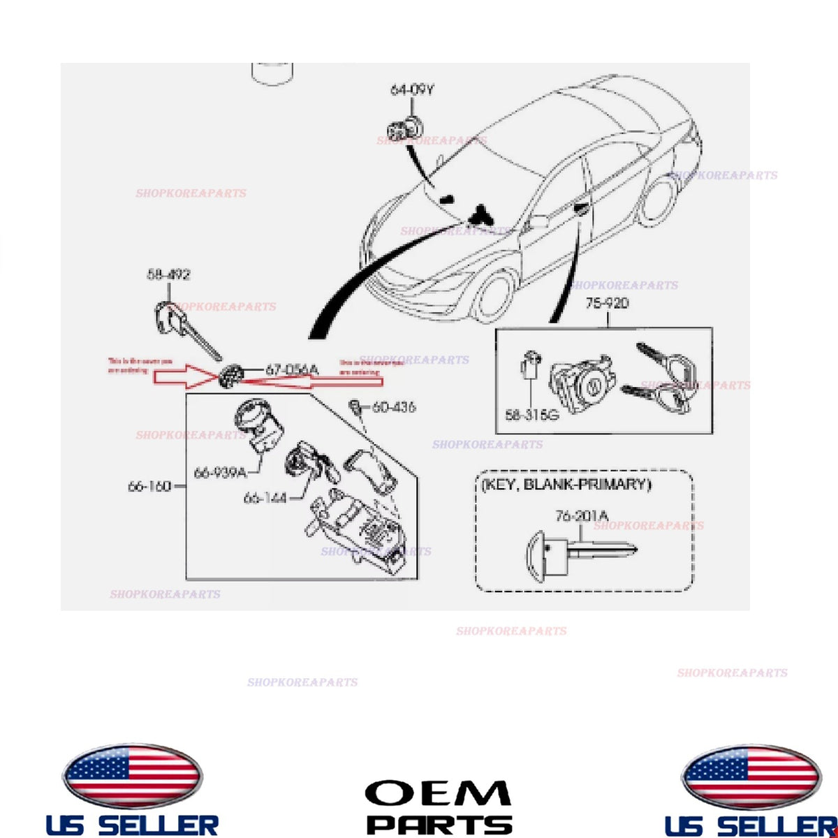 GENUINE Steering Column Ignition Lock Cylinder Cover 10-13 Mazda3 BBM3-67-H4