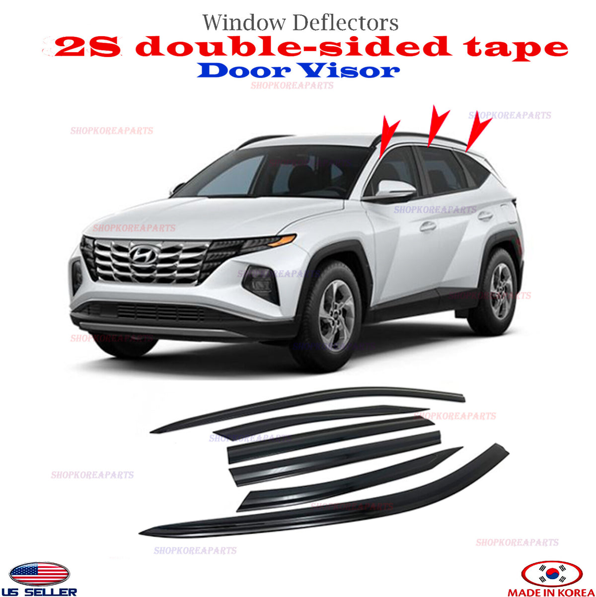 ⭐6pcs⭐ Window Door Visor Vent Shade Rain Guard fits 2022-2025 Hyundai Tucson
