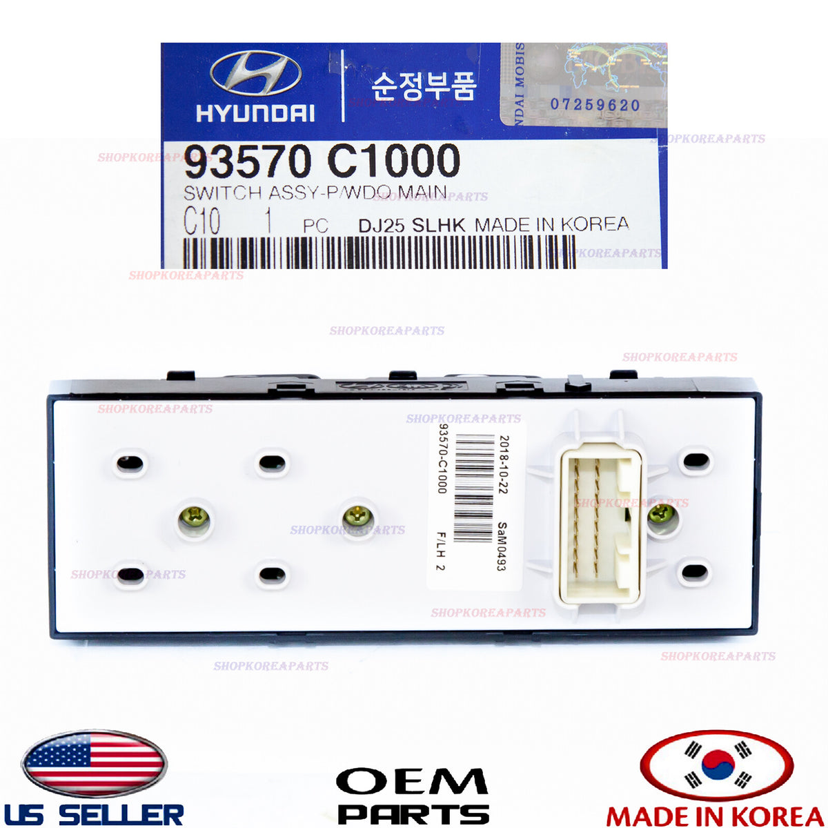 GENUINE Power Window Main Switch Driver Door Left OEM Hyundai Sonata 2015-2019