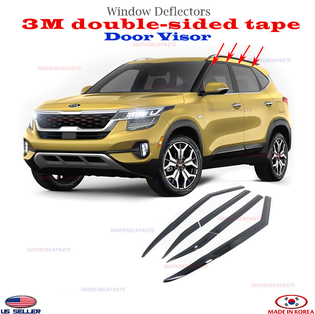 ⭐6pcs⭐ Door Visors for 2020-2025 Kia Seltos Window Visors Black Trim Side Guard