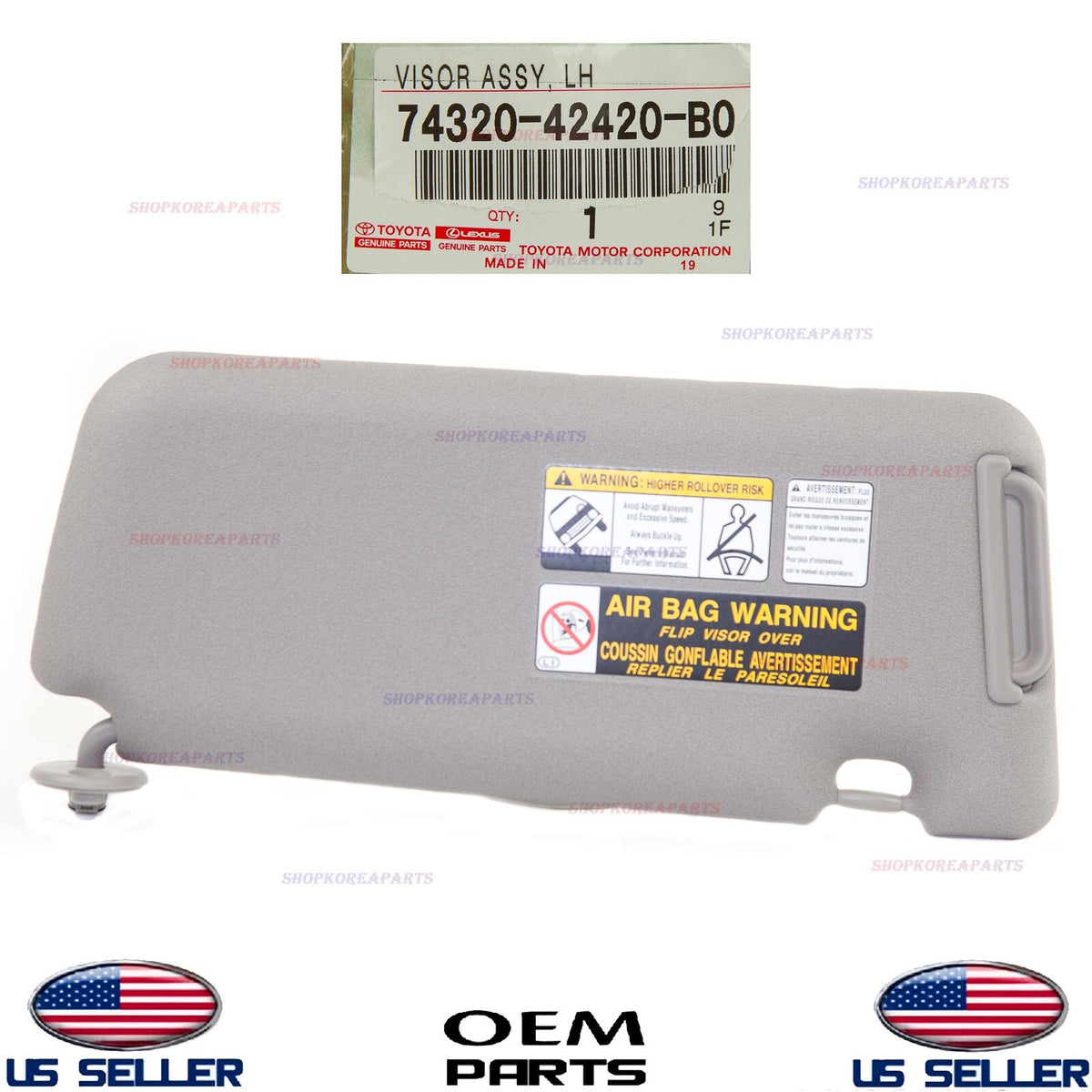 GENUINE Sun Visor Front LEFT Driver Side GRAY ⭐OEM⭐ TOYOTA RAV4 2004-2005