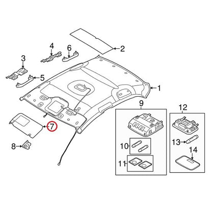 SUN VISOR right PASSENGER SIDE GRAY GENUINE HYUNDAI ELANTRA SEDAN 2014-2016