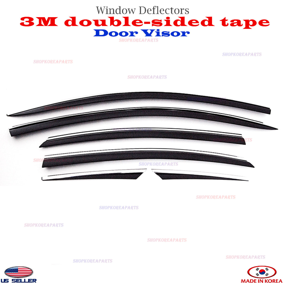 DOOR VISORS Chrome strip Smoke WINDOW VENT DEFLECTOR fits for SONATA 2015-2019