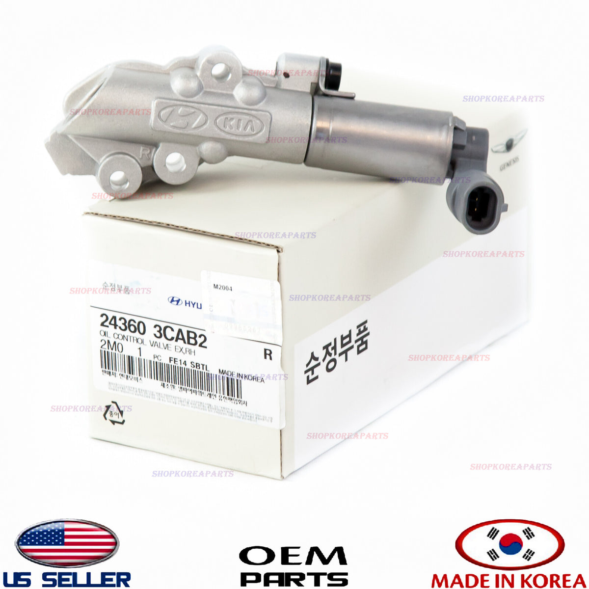 GENUINE OEM Right Exhaust Variable Valve Timing Solenoid Hyundai Kia 24360-3CAB2
