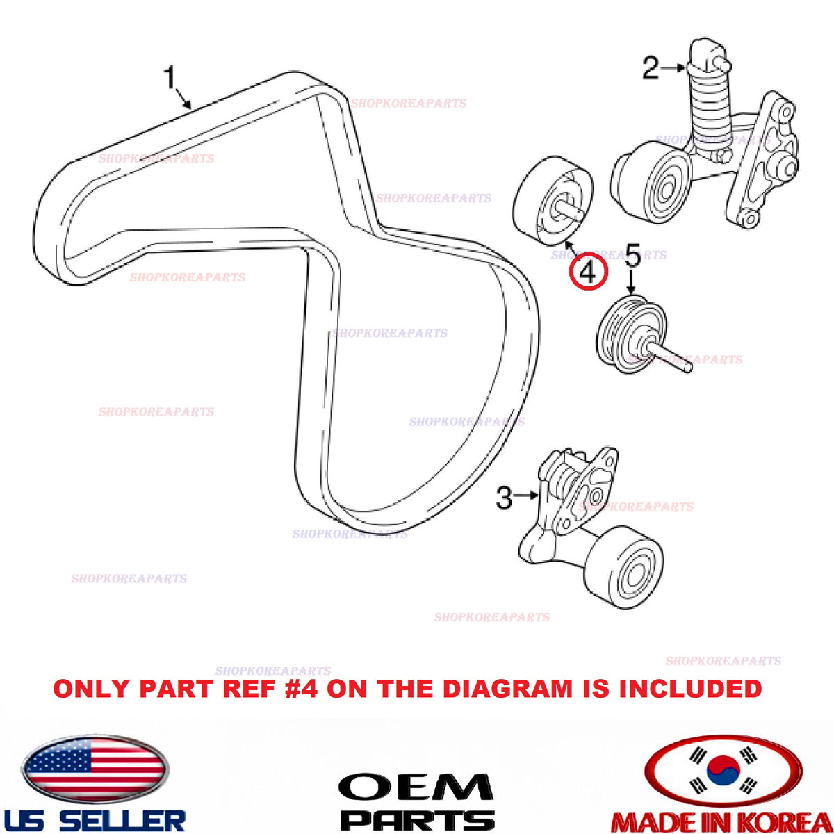 GENUINE Idler Pulley Drive Belt ⭐OEM⭐ Sonata Hybrid 16-19 Optima Hybrid 17-20