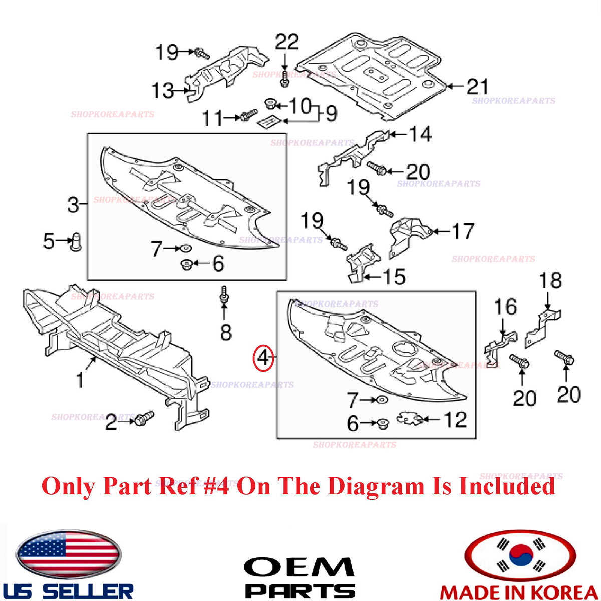 GENUINE Panel Under Cover Engine Front ⭐OEM⭐ KIA STINGER 2.0 2.5 Turbo 2018-2023