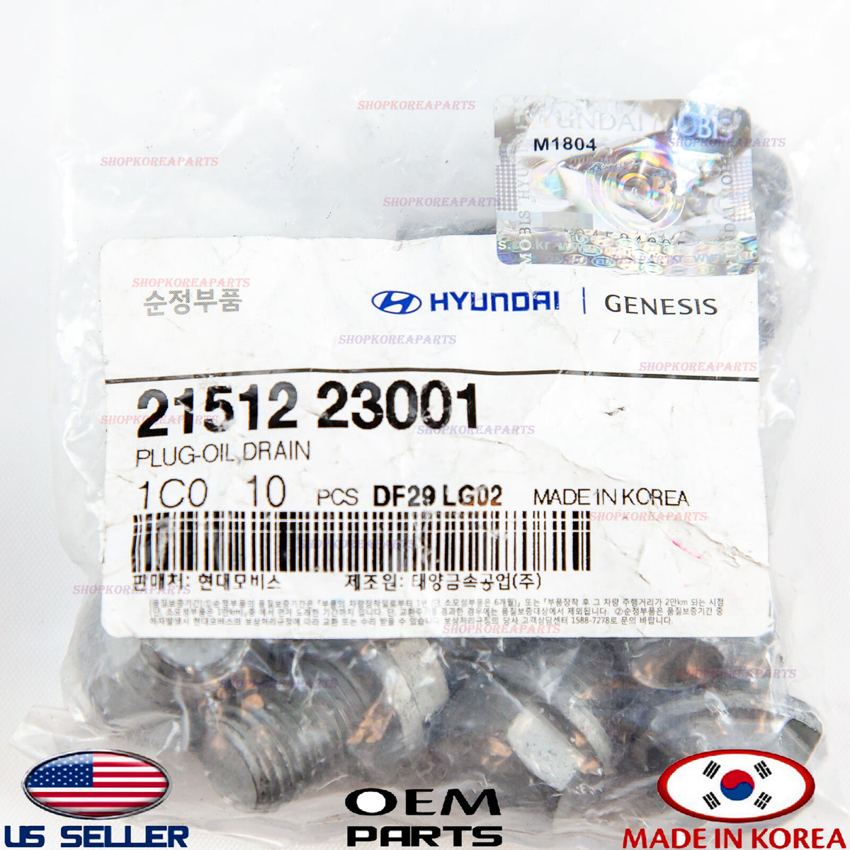 GENUINE Engine Oil Drain Plug OEM for Various Hyundai Kia Models 2151223001