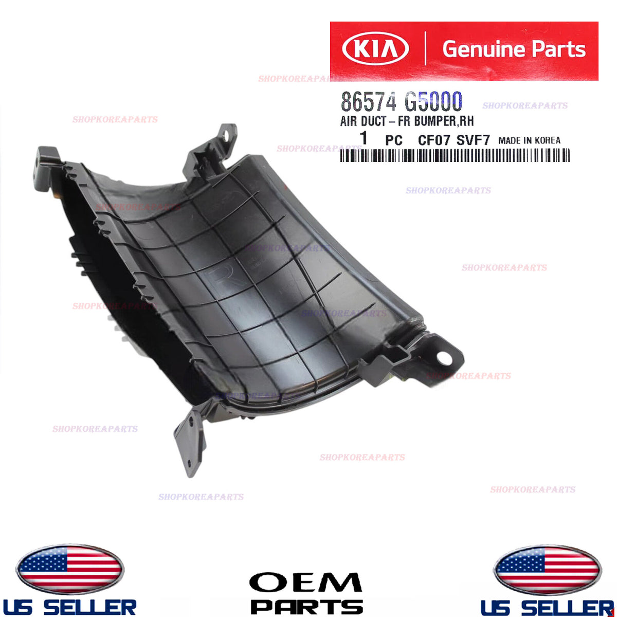 GENUINE OEM Front RIGHT Passenger Side Bumper Air Duct 2017-2019 Kia Niro