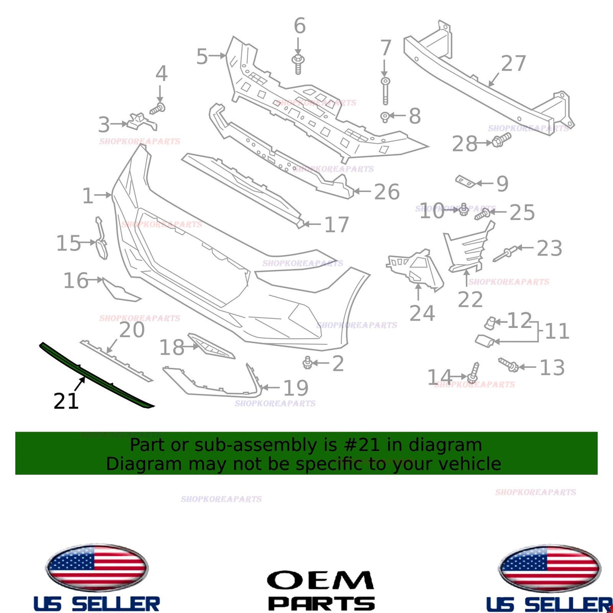 GENUINE OEM Front Bumper Lip Assembly 2019-2021 Genesis G70 86591-G9000