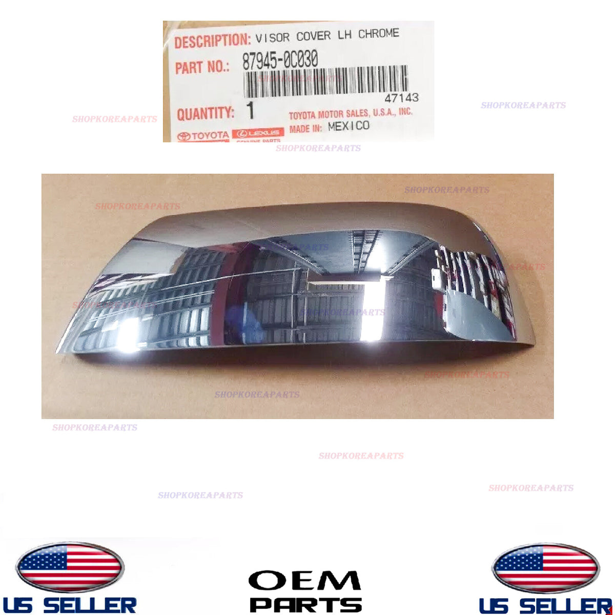 GENUINE OEM LEFT Driver Side Outer Chrome Mirror Cover Toyota Tundra Sequoia