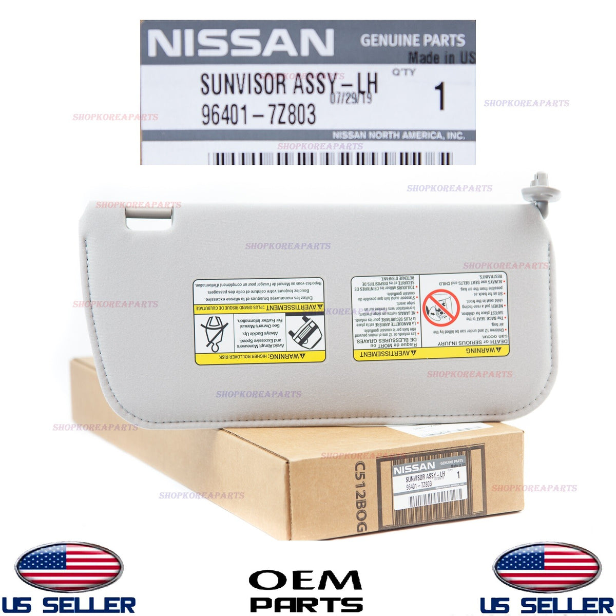 GENUINE Sun Visor Gray Cloth Left Driver Side OEM Nissan Frontier Xterra 2002-04