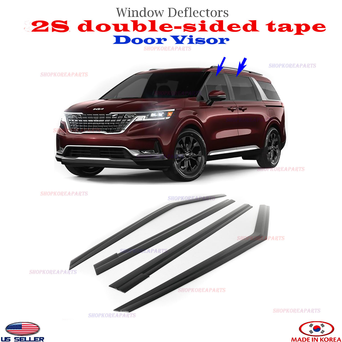 Door Visor Vent Shade Rain Window Guard fits for Kia Carnival 2022-2026 ⭐4pcs⭐