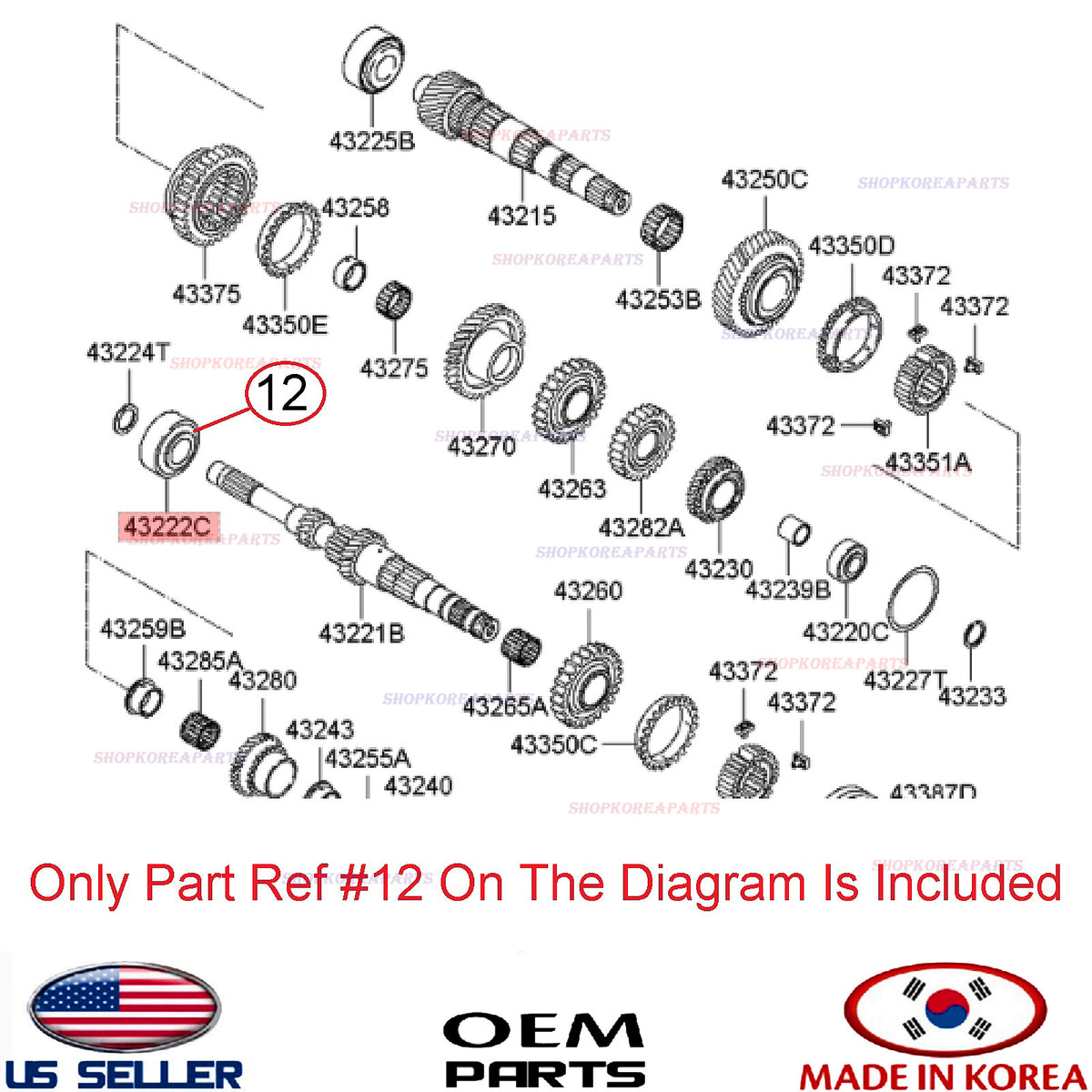 Manual Transmission Input Shaft Bearing Front OEM HYUNDAI KIA *See Compatibility