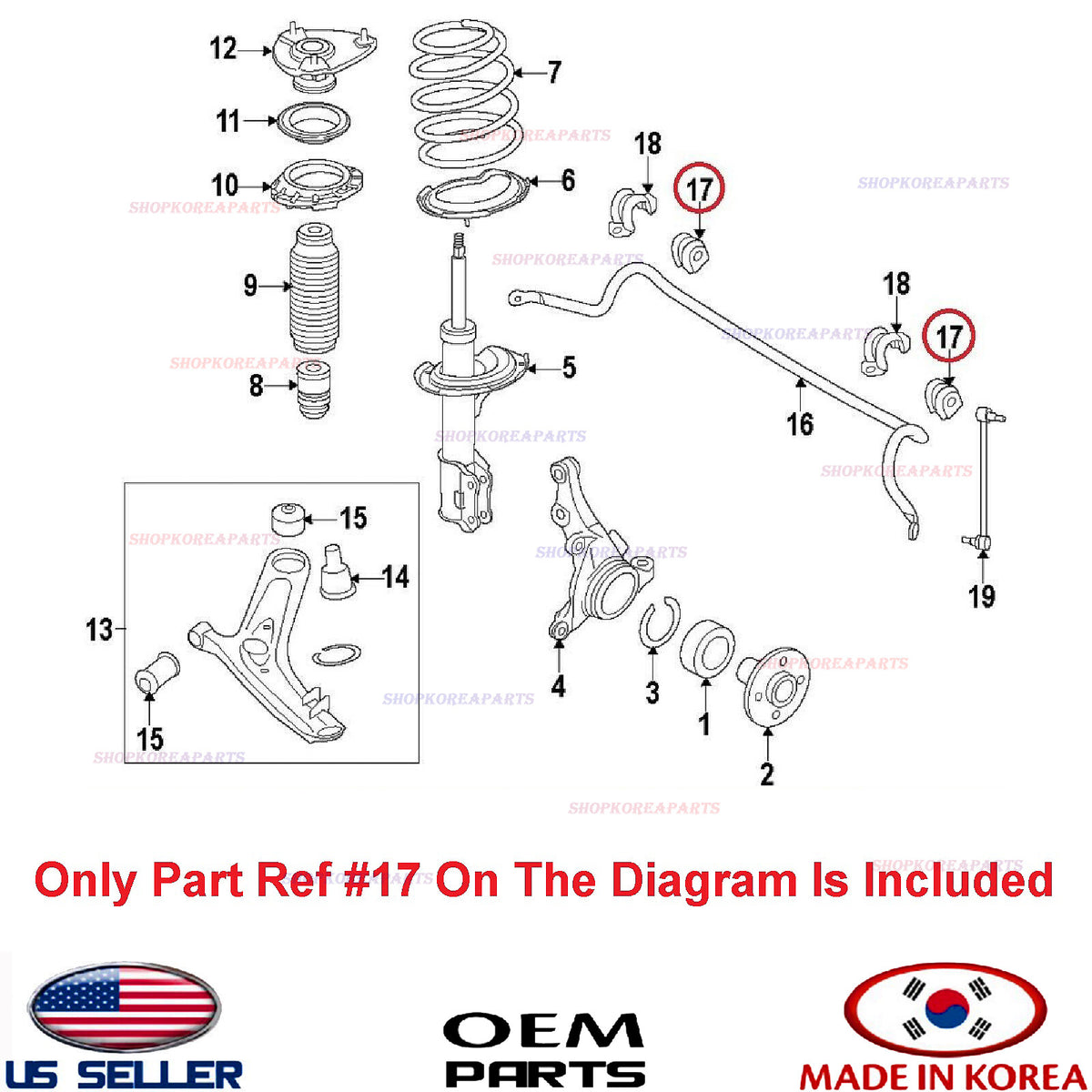 GENUINE Bush Front Stabilizer Bar ⭐OEM⭐ 1pcs SONATA 15-17. OPTIMA HYBRID 17-19