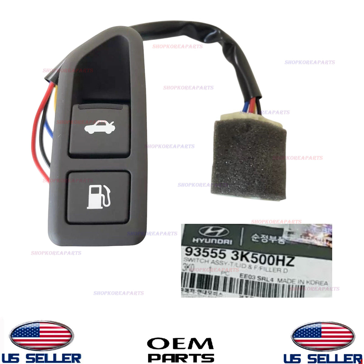 GENUINE Trunk Lid Switch Fuel Door Opener Release Button Black OEM 09-10 Sonata