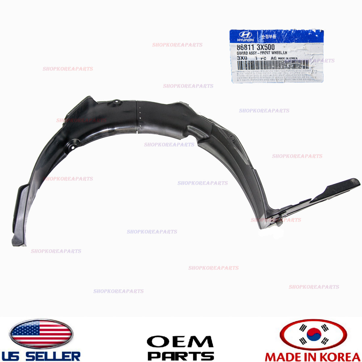 FENDER LINER FRONT LEFT SIDE GENUINE! HYUNDAI ELANTRA COUPE 2013-2014 868113X500