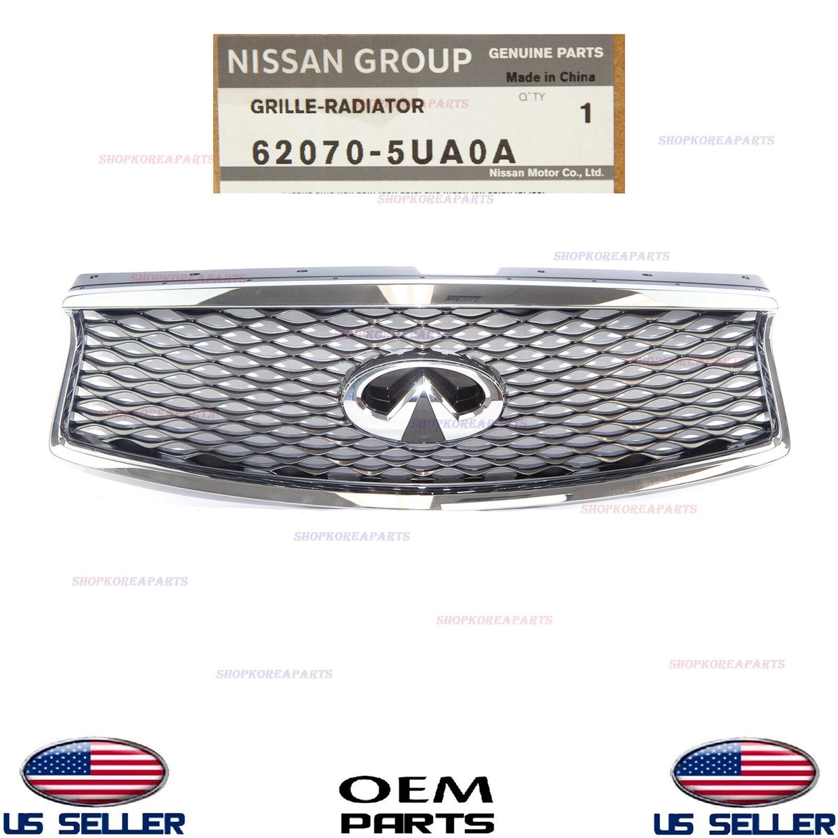 GENUINE Front Bumper Upper Grille Chrome OEM⭐ INFINITI QX50 2016-2017 620705UA0A