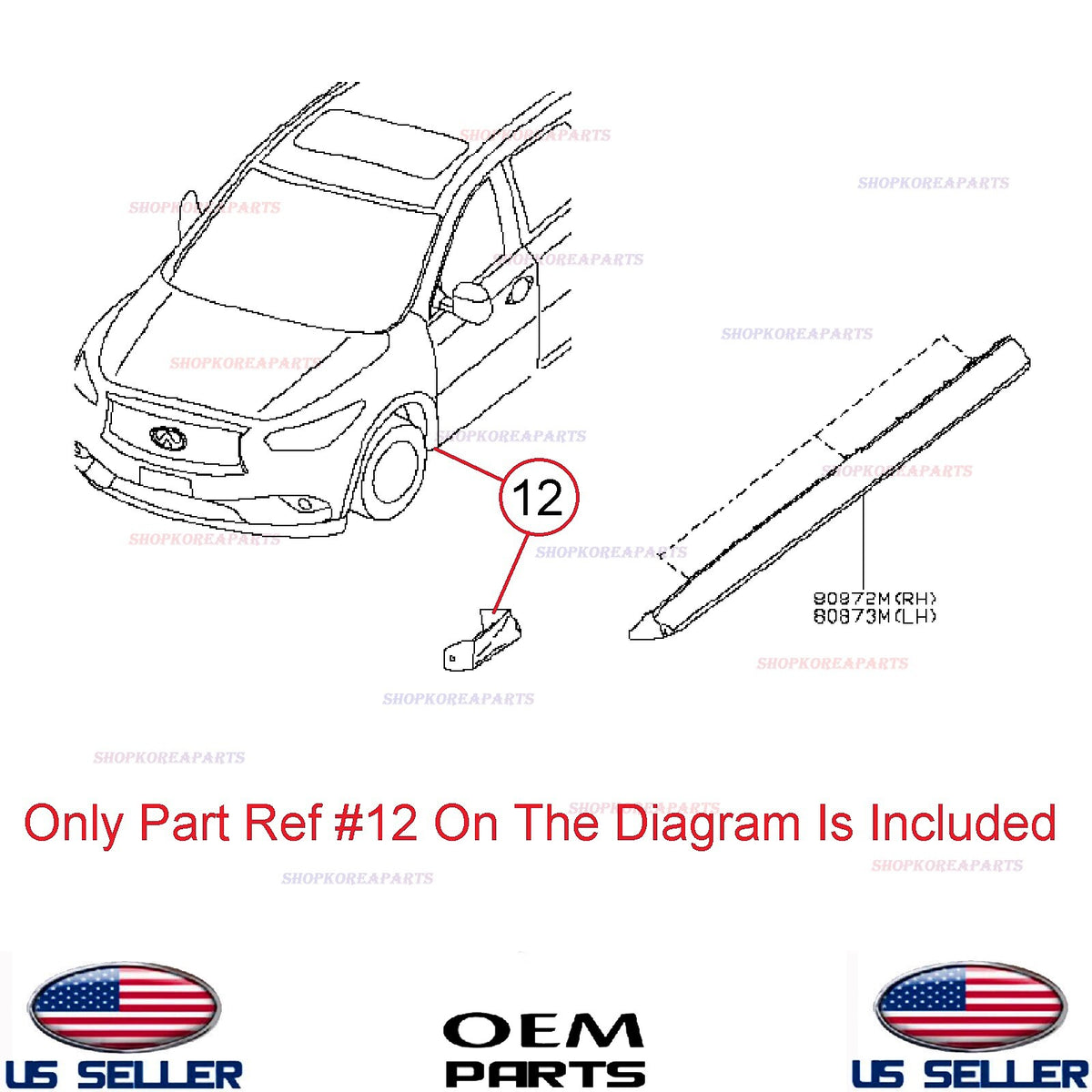 GENUINE OEM Front Lower Fender Molding Left Driver Side 14–20 Infiniti JX35 QX60