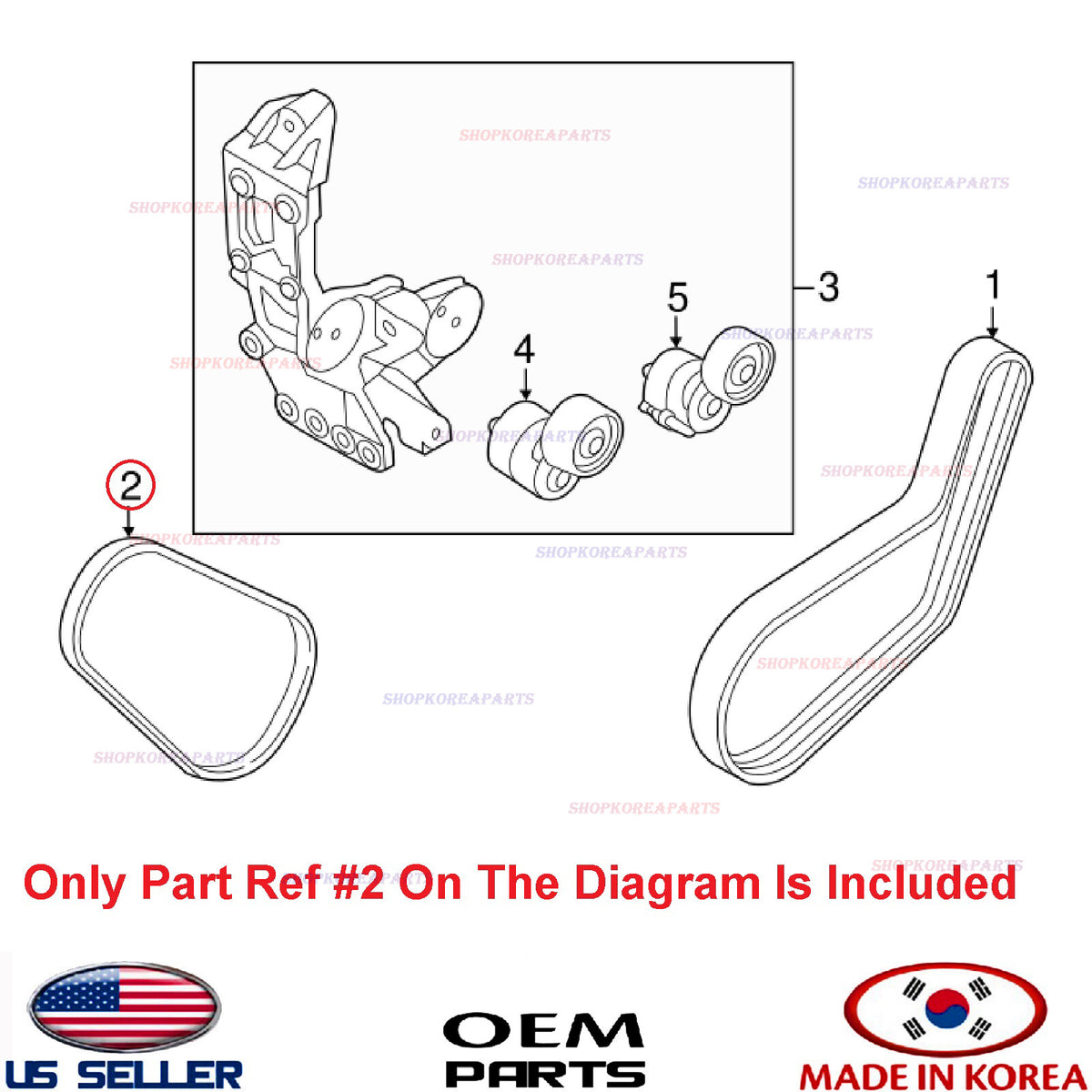 GENUINE Serpentine Drive BELT V-Ribbed Sonata Hybrid 11-15 Optima Hybrid 11-16