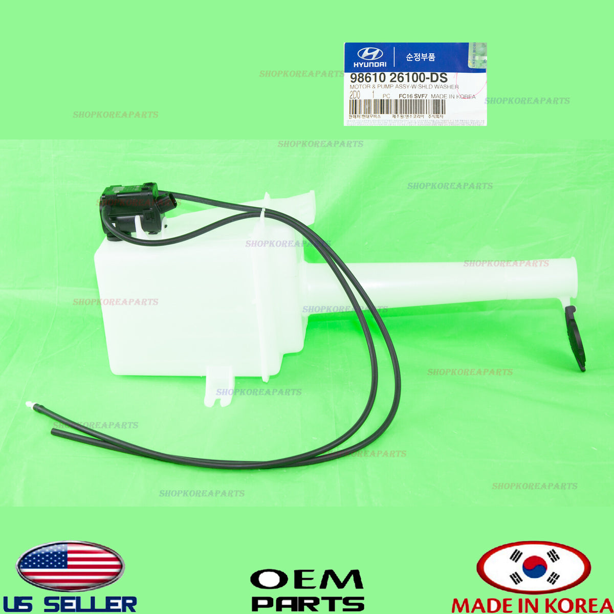 GENUINE OEM Windshield Washer Reservoir Tank & Pump 2001–2006 Hyundai Santa Fe