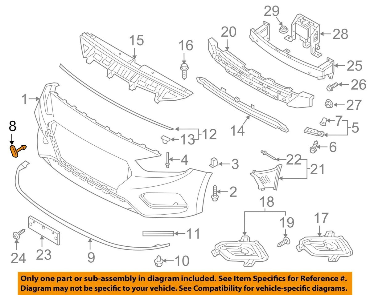 ✅GENUINE✅ Front Bumper Tow Eye Hook Cap Cover ⭐OEM⭐ Hyundai Accent 2018-2022