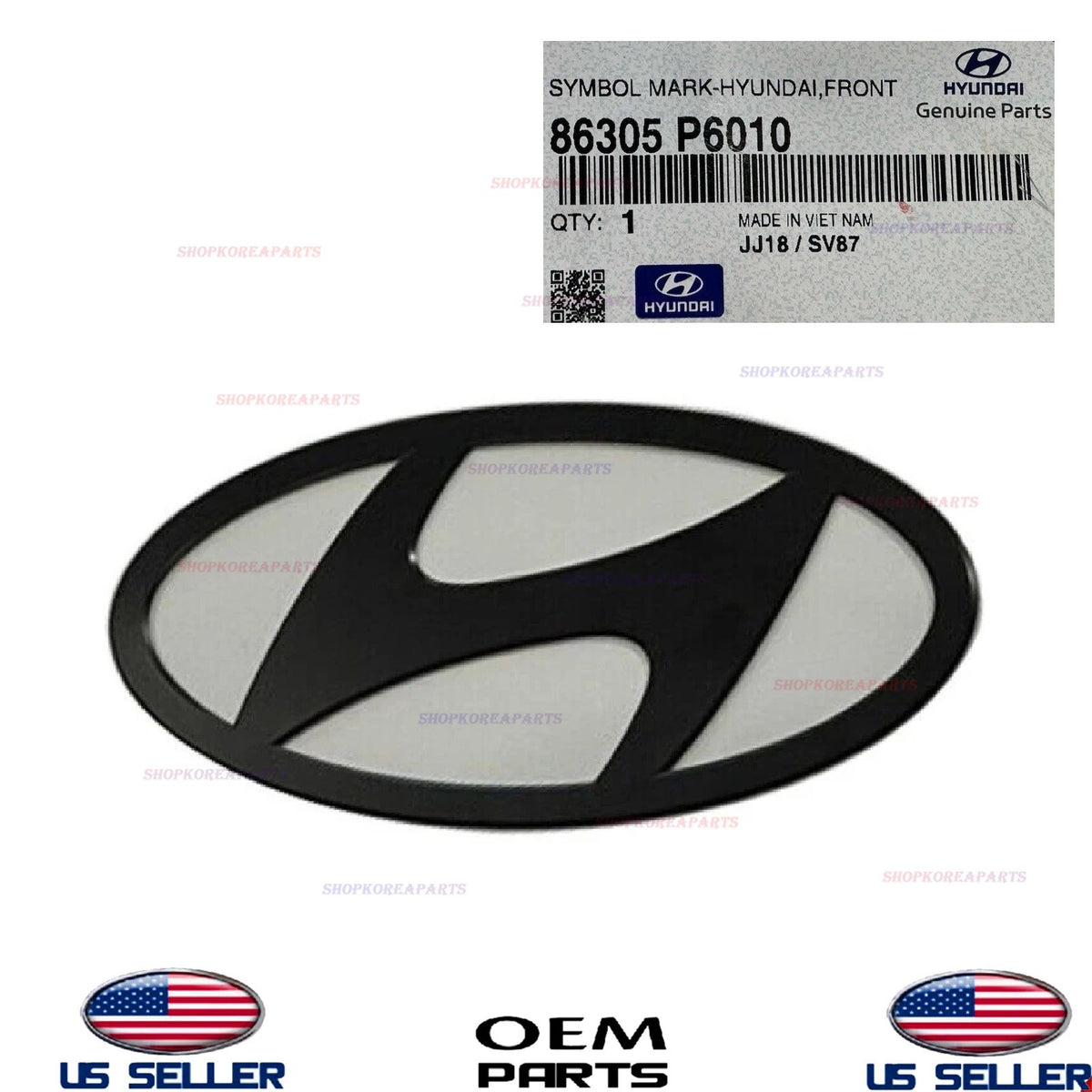 GENUINE OEM Front Emblem MATTE Black Symbol 2024-2026 Hyundai Santa Fe
