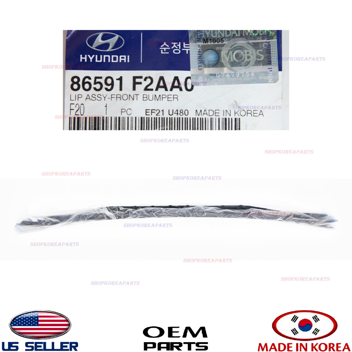 LOWER DEFLECTOR LIP FRONT BUMPER GENUINE! ELANTRA SEDAN 2019-2020 86591F2AA0