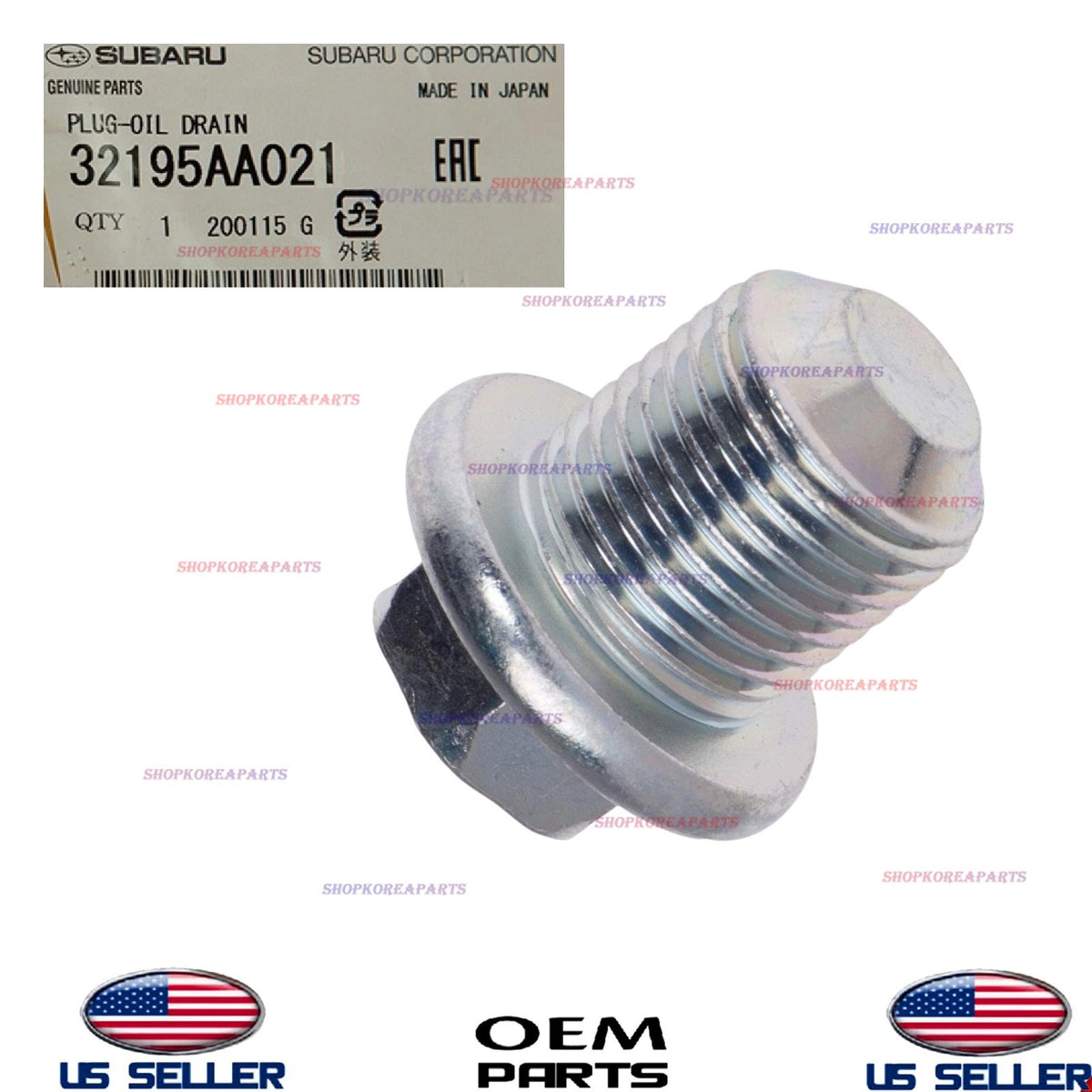 GENUINE Engine Oil Drain Plug 2011-2025 Subaru 32195AA021