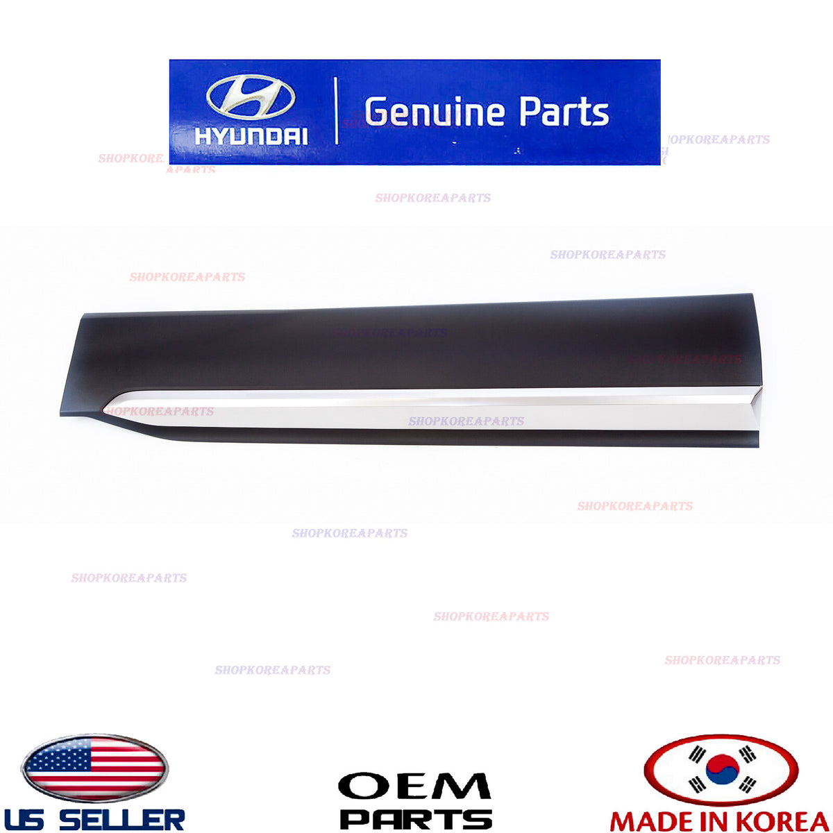 Front Door Molding Right Passenger Side Garnish w/ Chrome OEM Santa Fe 2019-2023