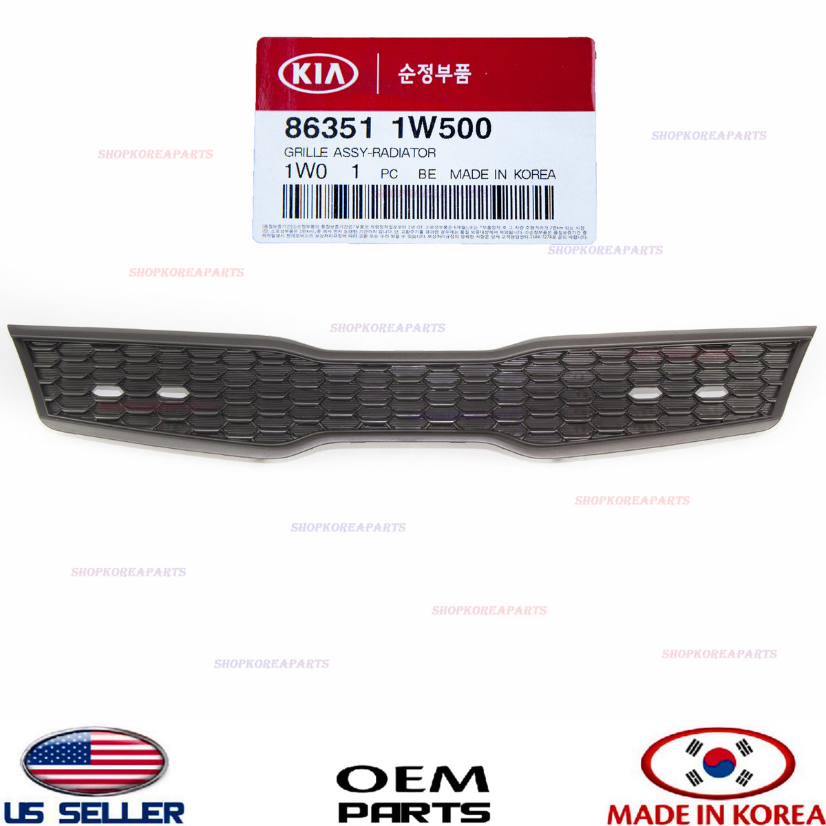 GENUINE Radiator Grille BLACK OEM Kia Rio Sedan 4 Door 2016-2017 863511W500