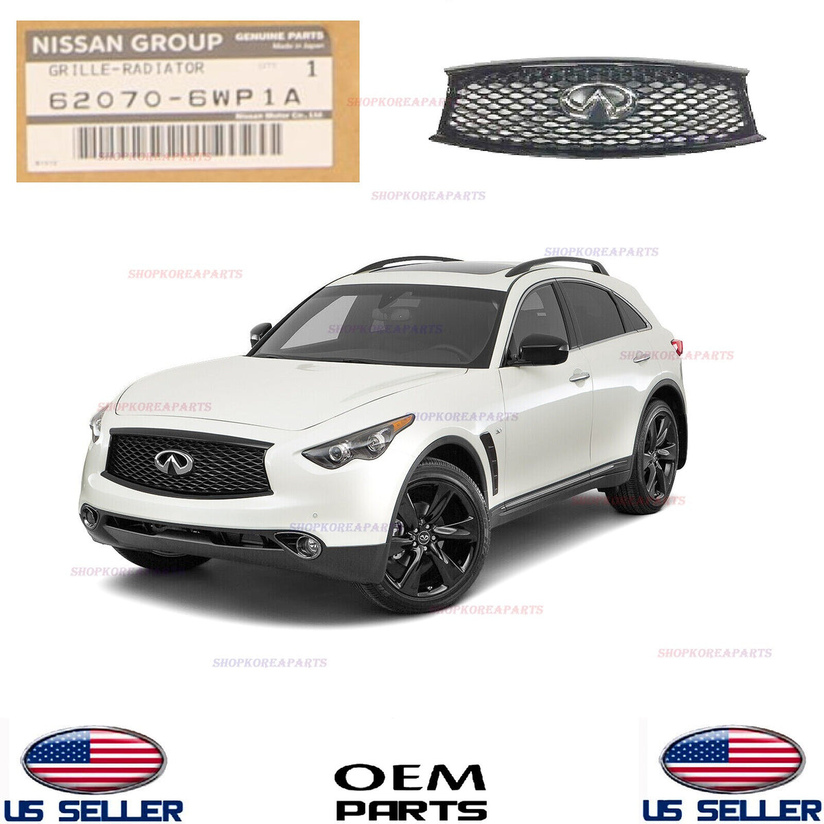 GENUINE Front Radiator Grille with Emblem ⭐OEM⭐ Infiniti QX70 2017 62070-6WP1A