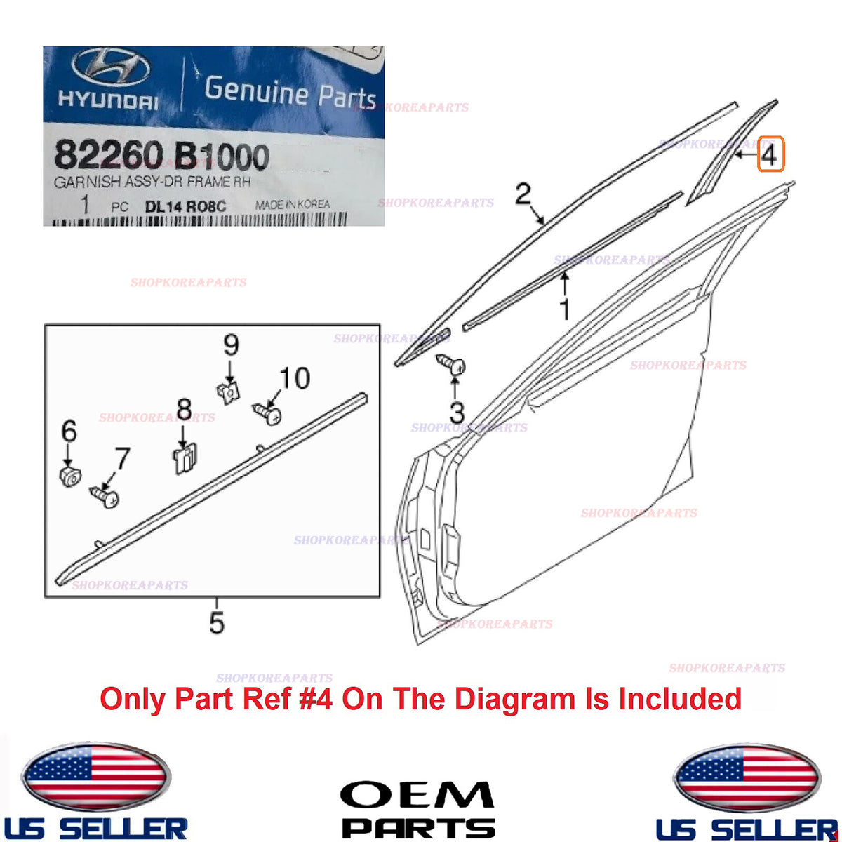 GENUINE Front Right Passenger Door Frame Garnish Applique 2015-16 Genesis Sedan