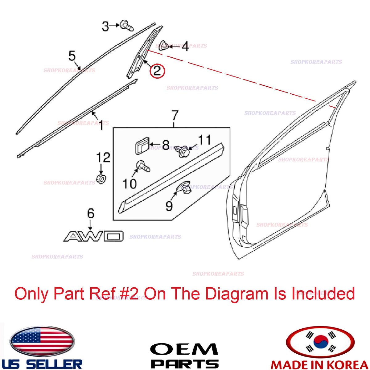 GENUINE Moulding Front Door Outside Vertical RIGHT Passenger Side SORENTO 16-20
