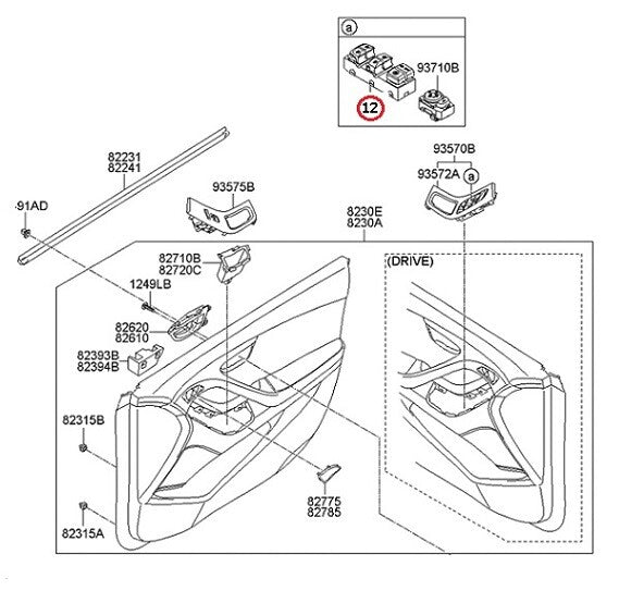 GENUINE Front Door Left Power Window Switch ⭐OEM⭐ Elantra Sedan 14-16 "AUTO DOWN