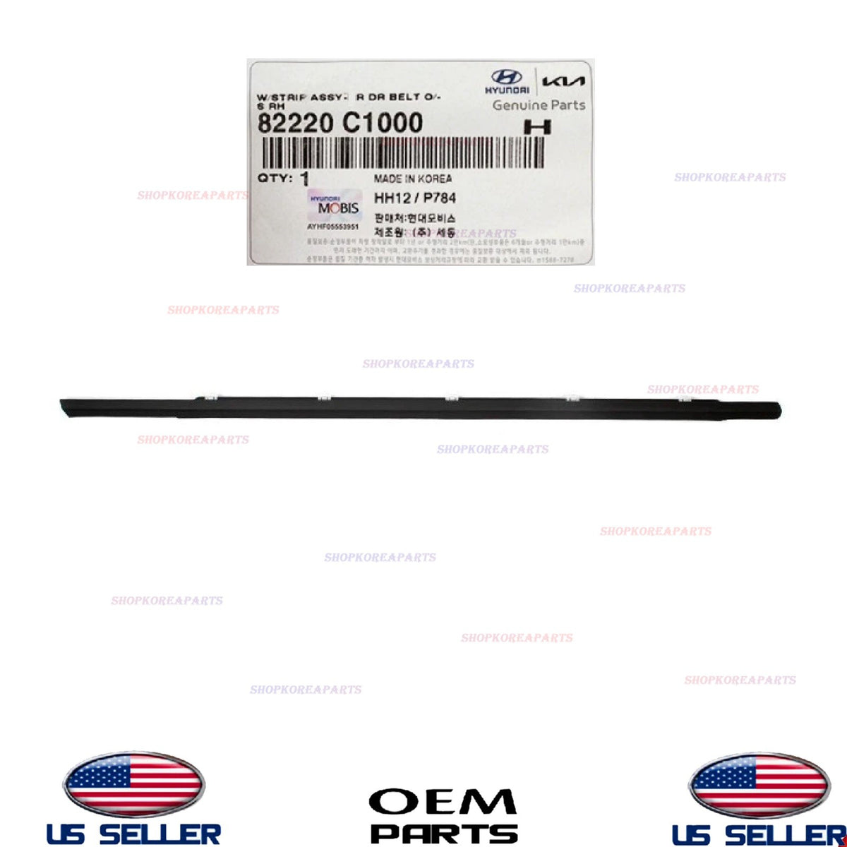 GENUINE OEM Front Door RIGHT Passenger Side Belt Molding 2015-19 Hyundai Sonata