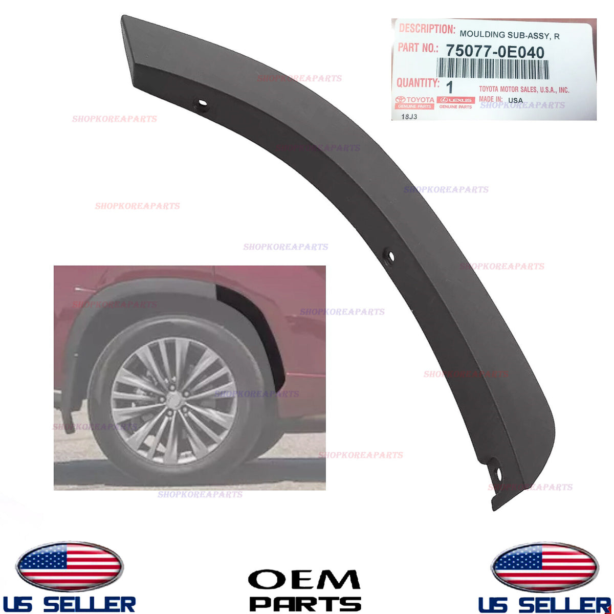 GENUINE OEM Rear Door Side Molding Right Passenger Side 20–25 Toyota Highlander