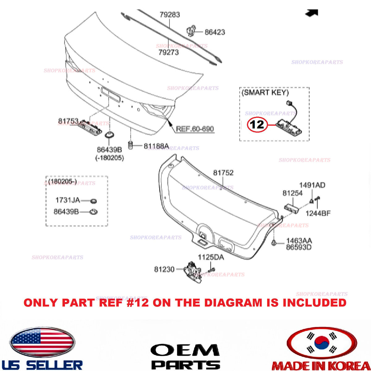 GENUINE Outside Lock Switch Trunk Lid ⭐OEM⭐ HYUNDAI ELANTRA sedan 4dr 2017-2018