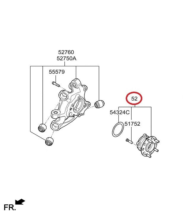 GENUINE OEM Rear Wheel Hub & Bearing Assy 2017–2020 Genesis G80 52730B1100