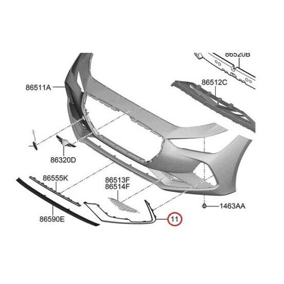 GENUINE OEM Front Lower Bumper Molding Left Driver Side 19-21 Genesis G70 Sport