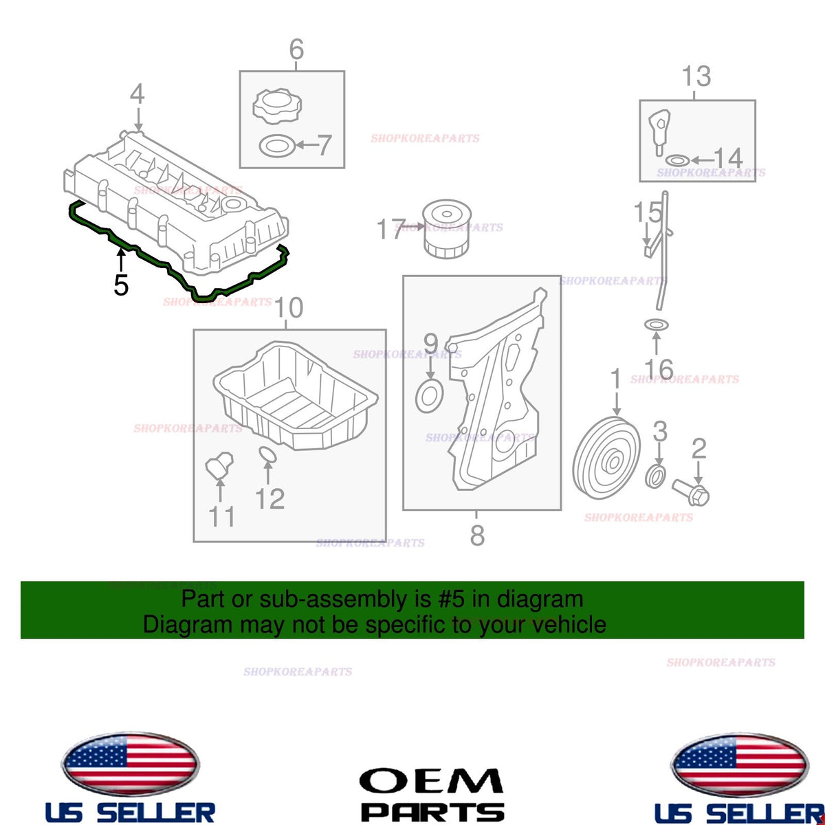 GENUINE Valve Cover Gasket 2011-2016 2.4L Sonata Tucson Optima Sportage