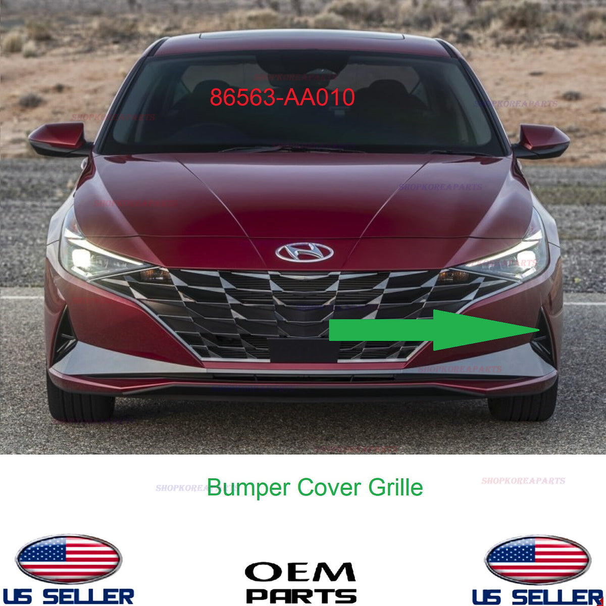 GENUINE OEM Front Bumper Cover Grille LEFT Driver Side Hyundai Elantra 2021-2023