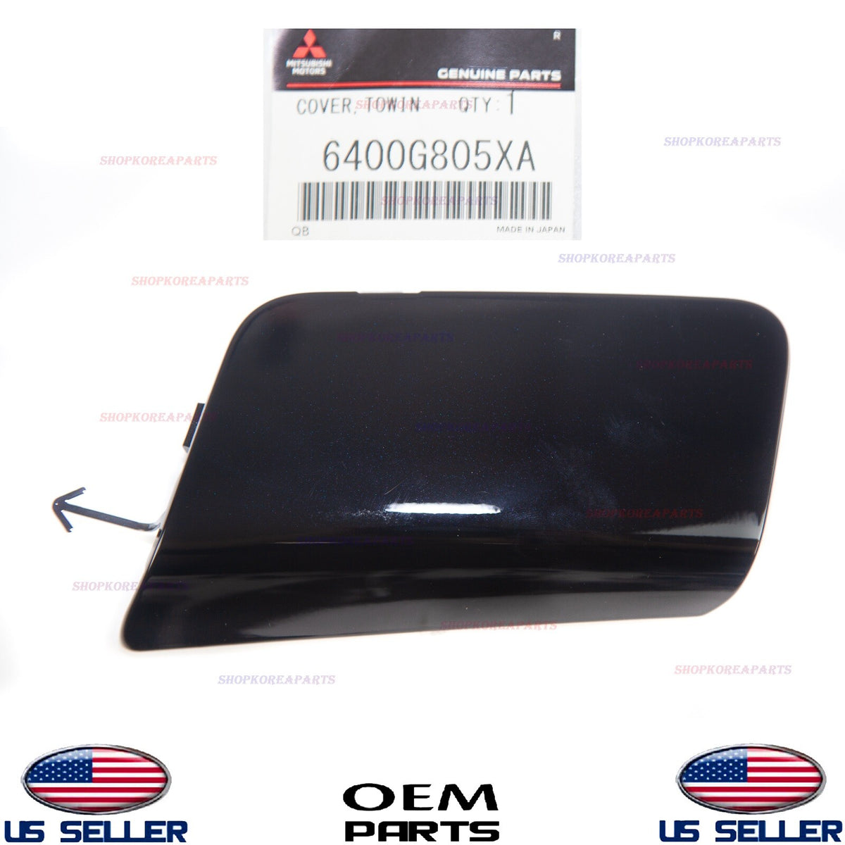 GENUINE OEM Front Bumper Tow Eye Hook Cap Cover BLACK 2016-17 Mitsubishi Lancer